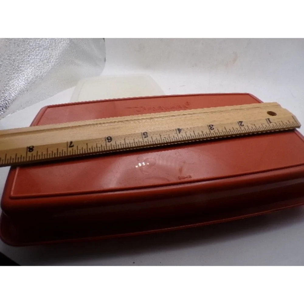 Vintage Tupperware Burnt Orange Rectangular Storage Container 816-13 with Lid